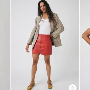 Free People Layla Vegan Faux Leather Mini kirt Size 2 in Spiced Brandy